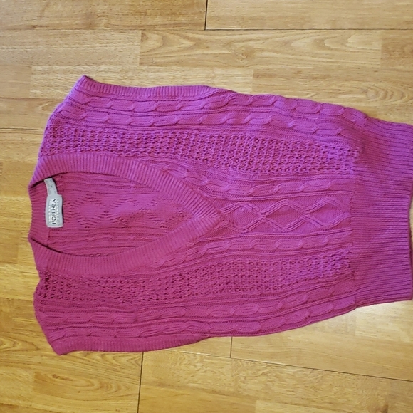Forenza Sweaters - VTG Forenza 80s/90s v-neck cable knit sweater vest pink size medium